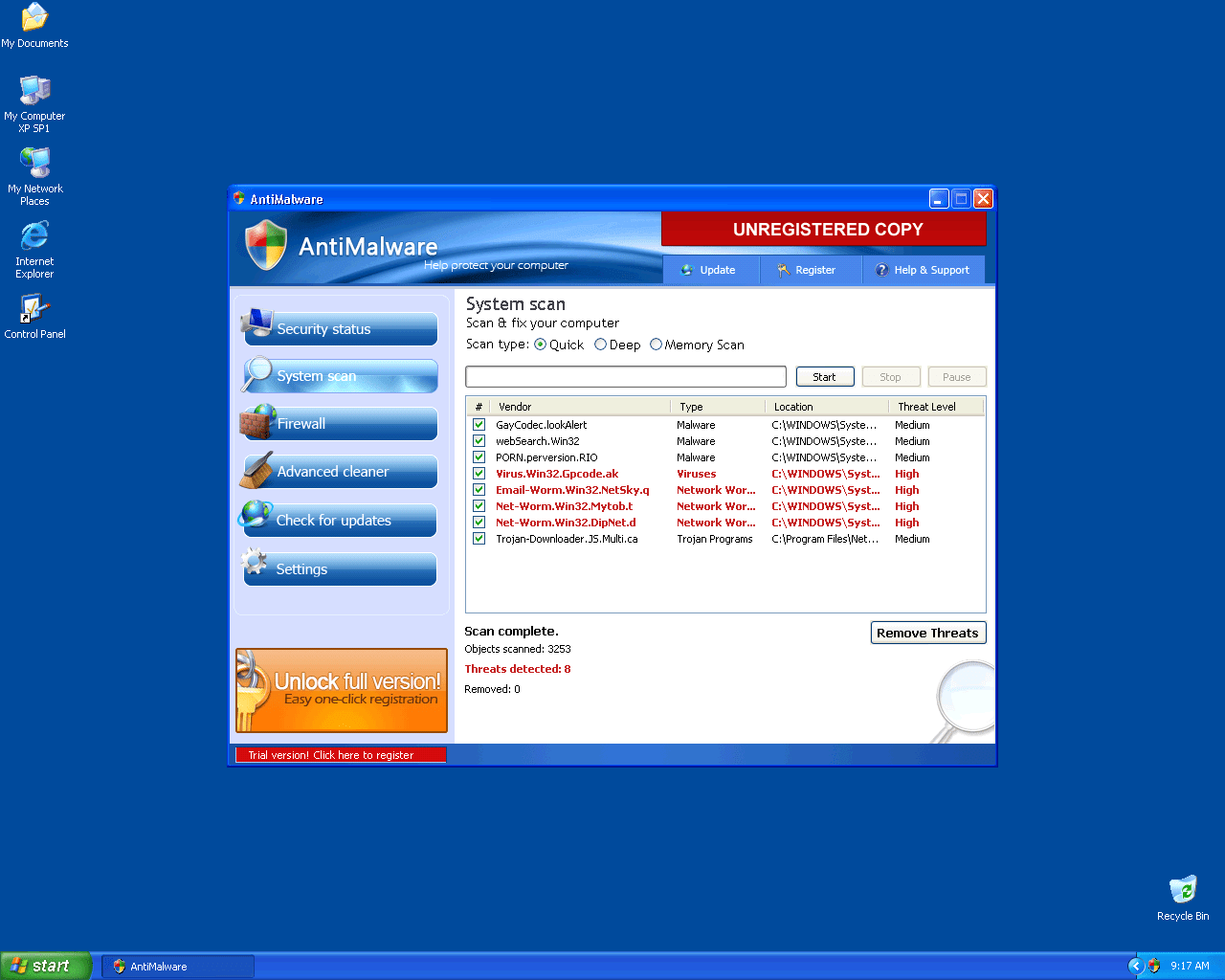 AntiMalware or Trojan.FakeAV Removal Report