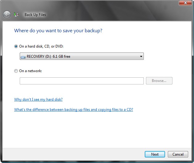 Back up Files Windows Vista