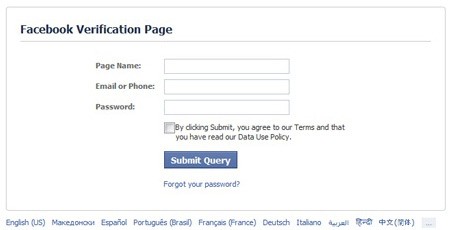 fake facebook verification login