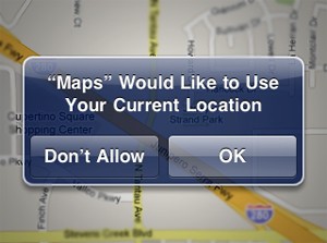 iphone maps qould like to user your current location