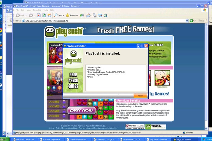 Instalação do jogo online PlayShushi concluído