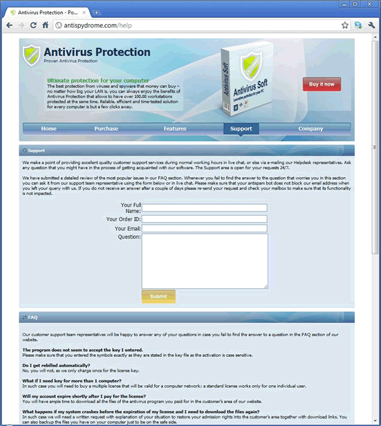 Antispydrome.com screenshot