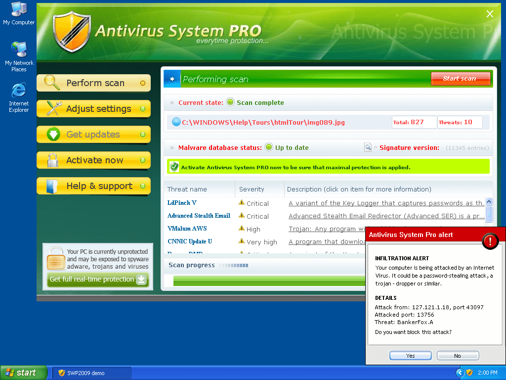remove computer virus system pro help