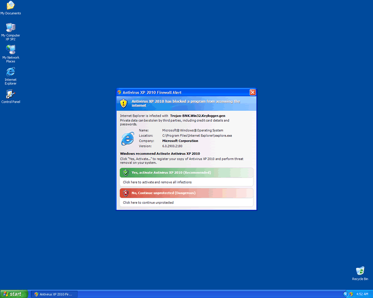fick windows xp antivirus 2010