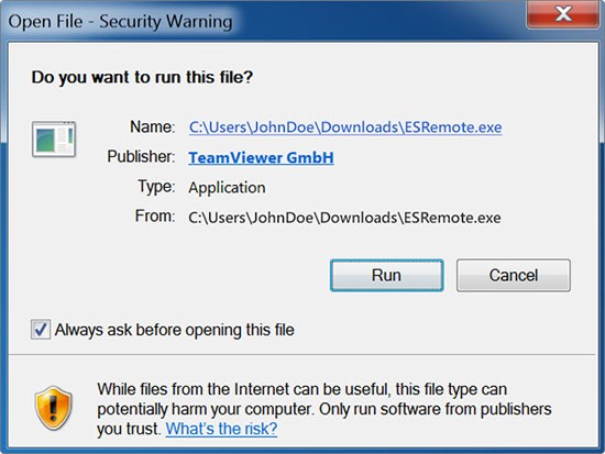 security warning run file prompt