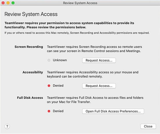 review system access mac