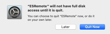 esremotemac full disk access