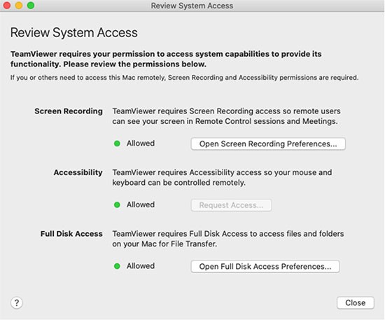 review system access mac