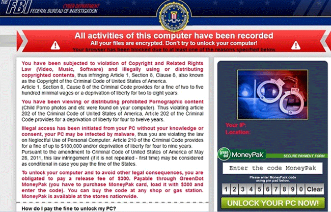 información del FBI durante el malware
