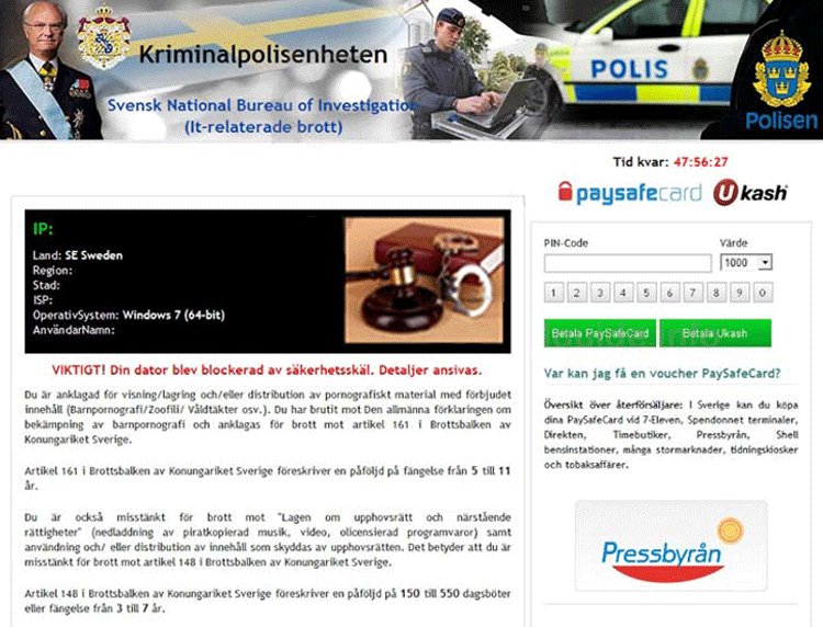 'Kriminalpolisenheten' Ransomware screenshot