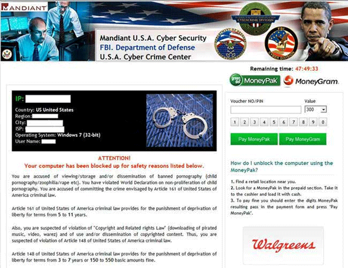 'Mandiant U.S.A Cyber Security' Ransomware screenshot