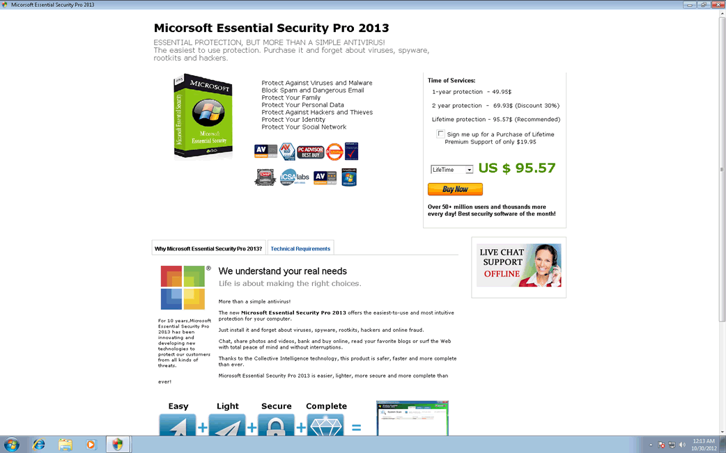 Micorsoft Essential Security Pro 2013 screenshot