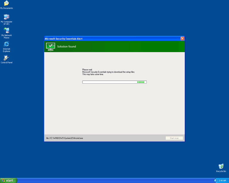 Fake Microsoft Security Essentials Alert captura de tela