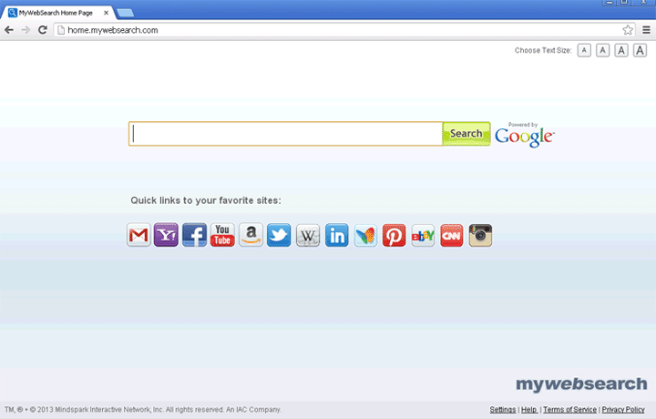 Mywebsearch.com screenshot