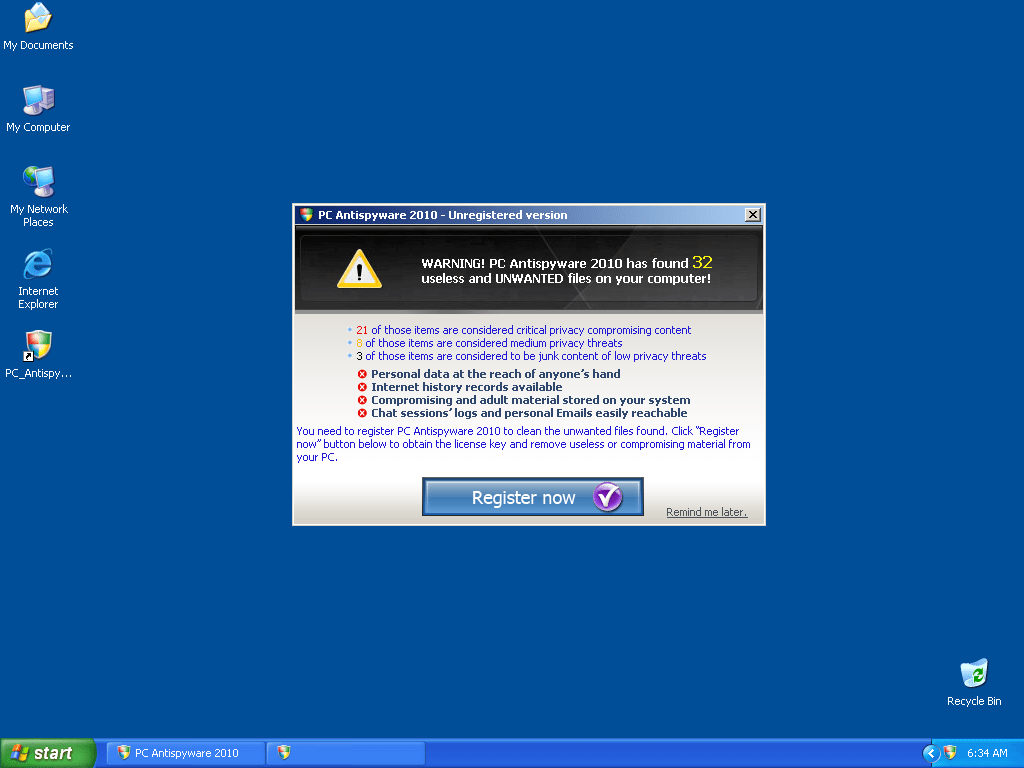PC Antispyware 2010 captura de tela