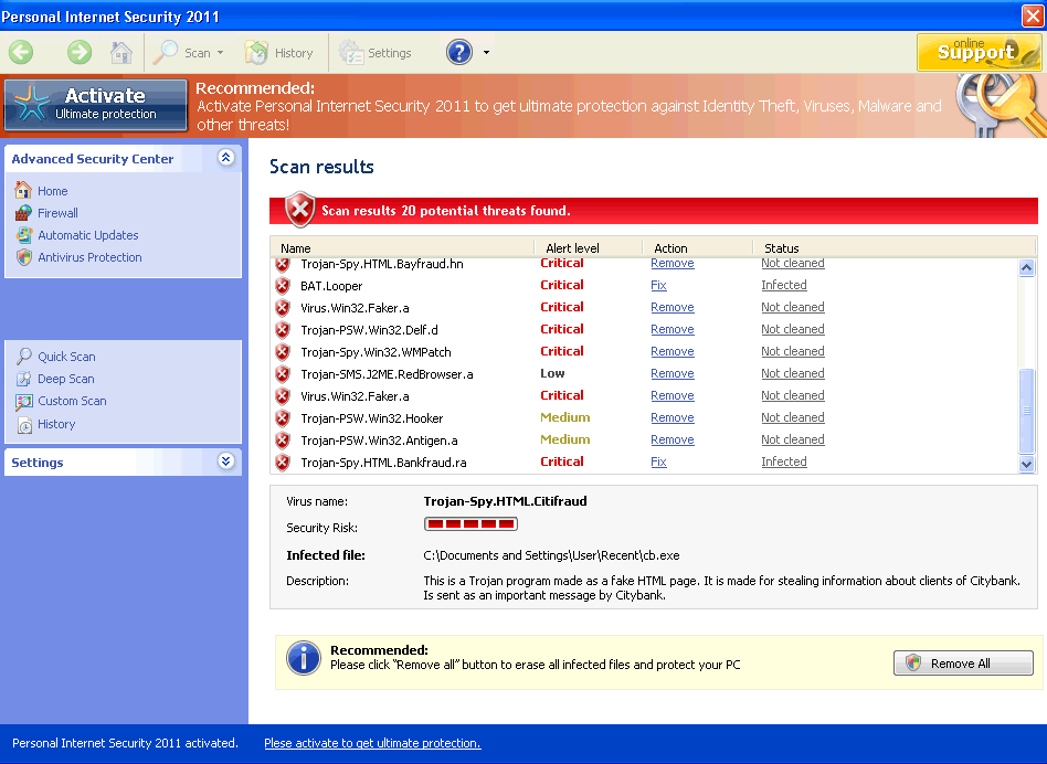 Personal Internet Security 2011 screenshot