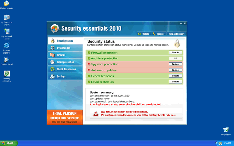 Security Essentials 2010 captura de pantalla