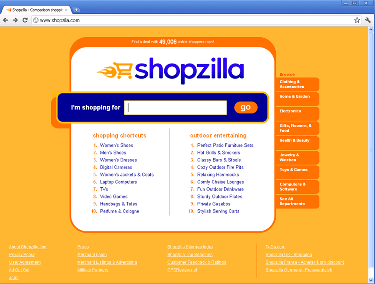 Shopzilla.com capture d&#39;écran