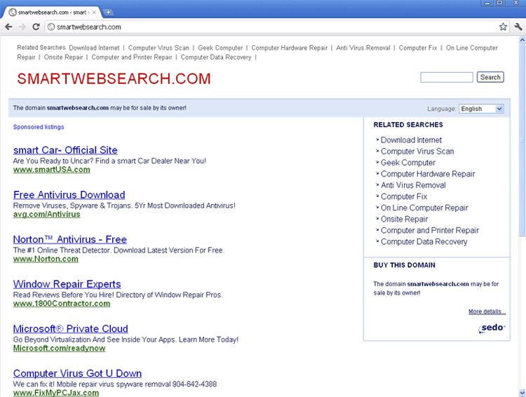 Smartwebsearch.com screenshot