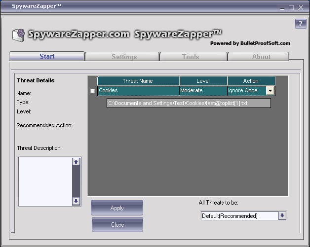 SpywareZapper screenshot
