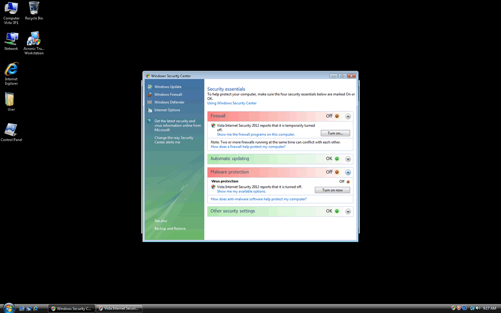 Vista Internet Security 2012 screenshot