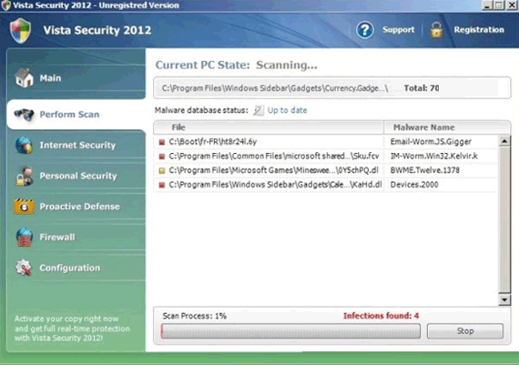 Vista Security 2012 captura de tela