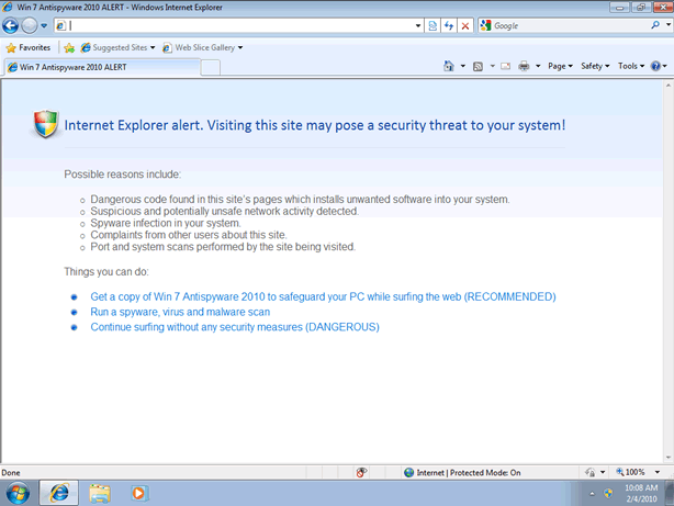 Win 7 Antispyware 2010 screenshot