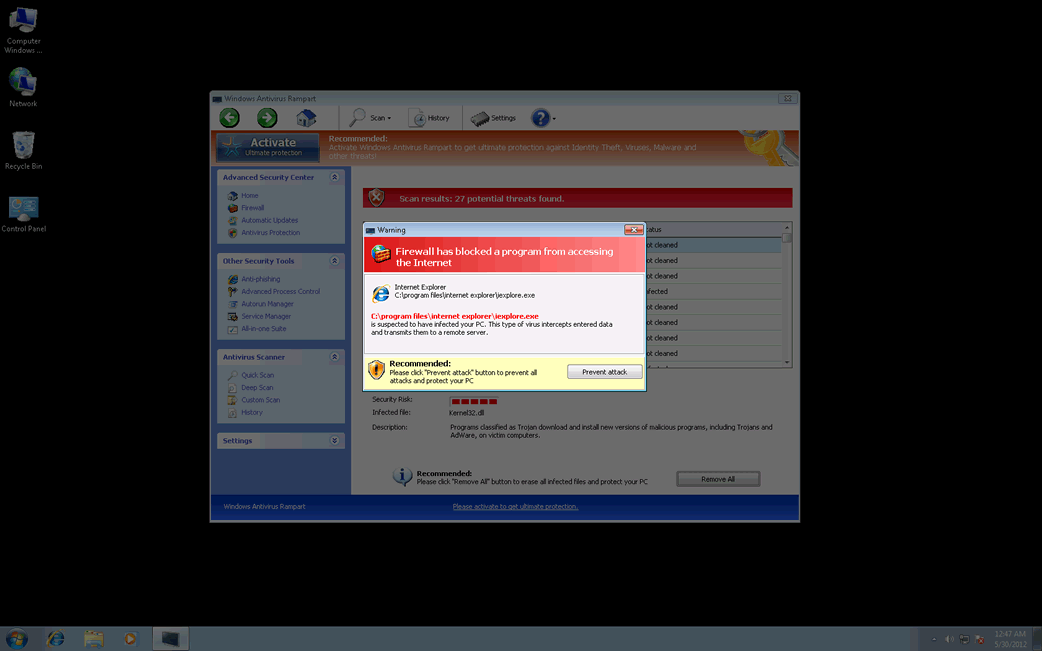 Windows Antivirus Rampart captura de tela