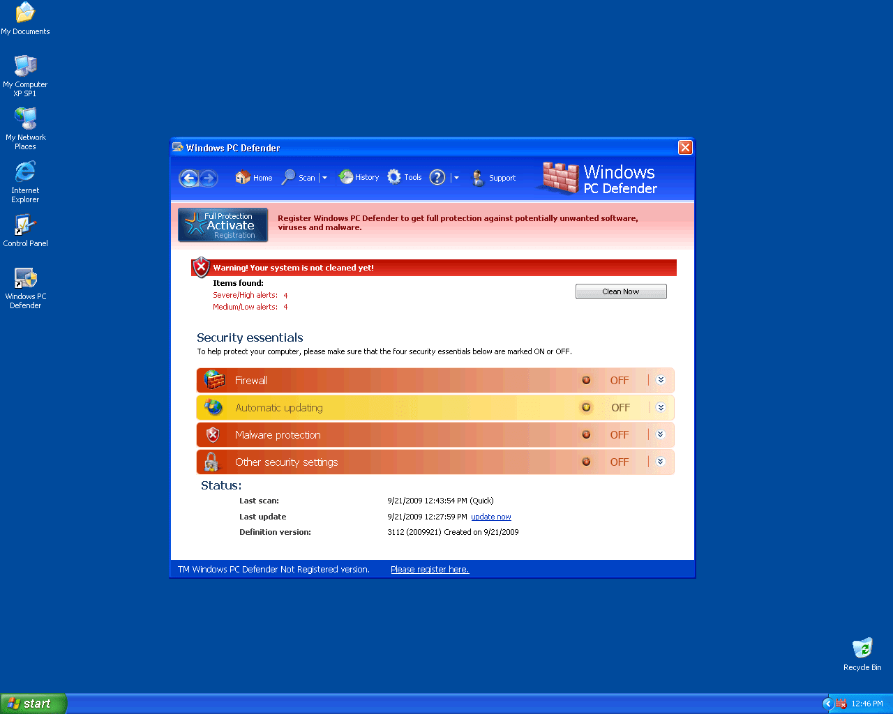 Windows PC Defender captura de tela