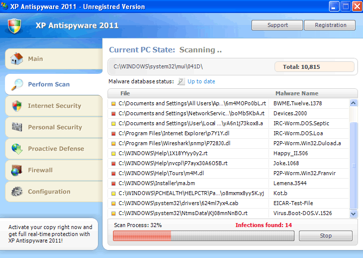 XP Antispyware 2011 captura de tela