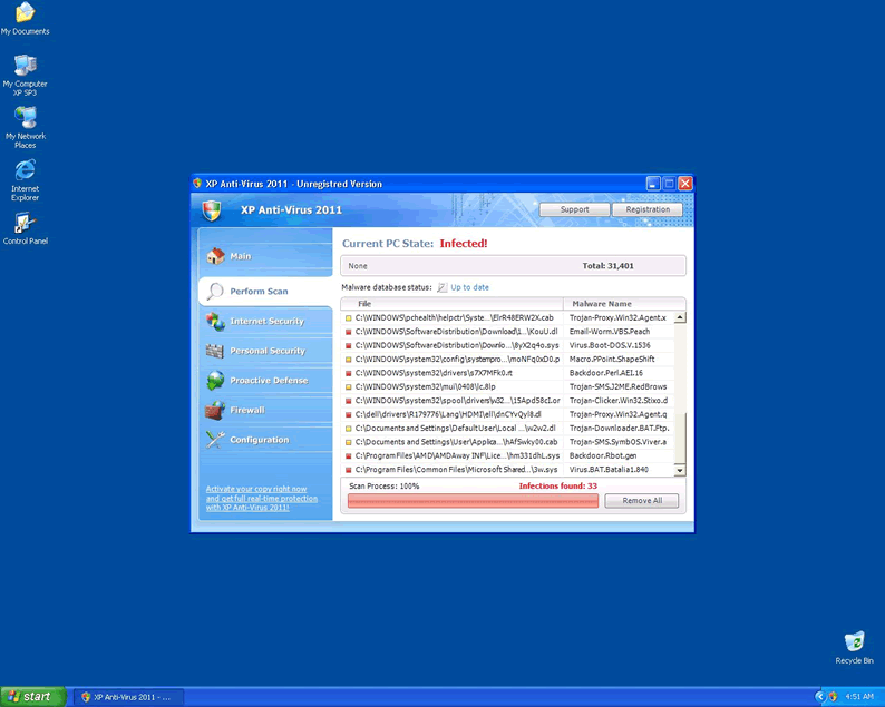 problème antivirus windows xp