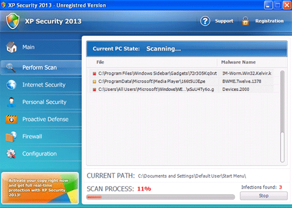 XP Security 2013 captura de tela