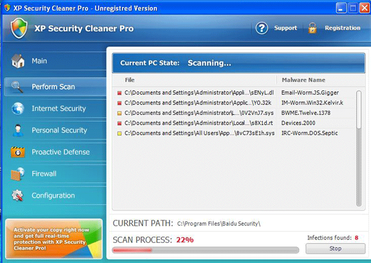 XP Security Cleaner Pro captura de tela