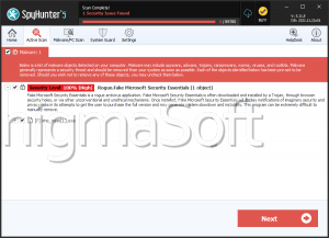 Microsoft Security Essentials Alert Virus screenshot