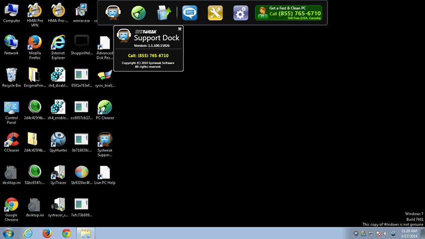 PUP.Systweak Support Dock screenshot