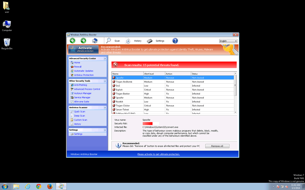 Windows Antivirus Booster screenshot