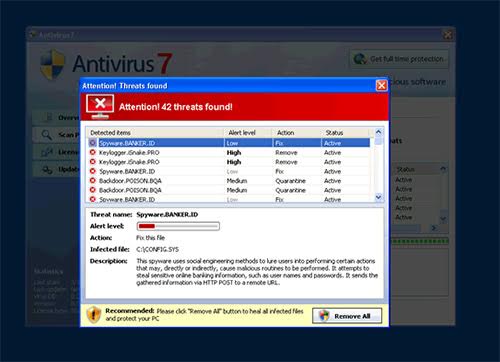 fake antivirus popup screen remove button