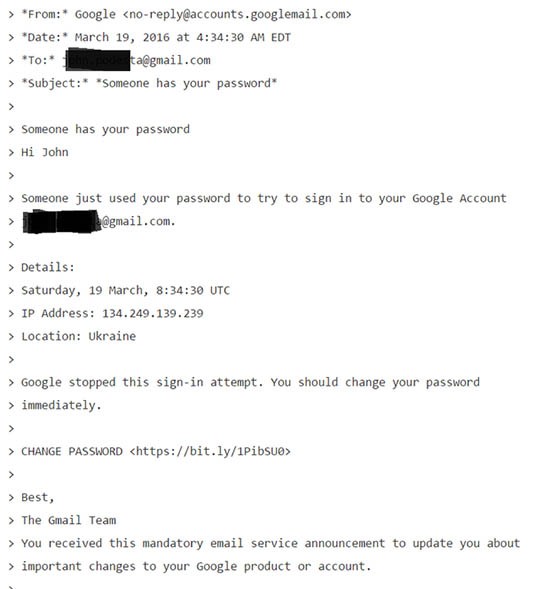john podesta gmail phishing email hack