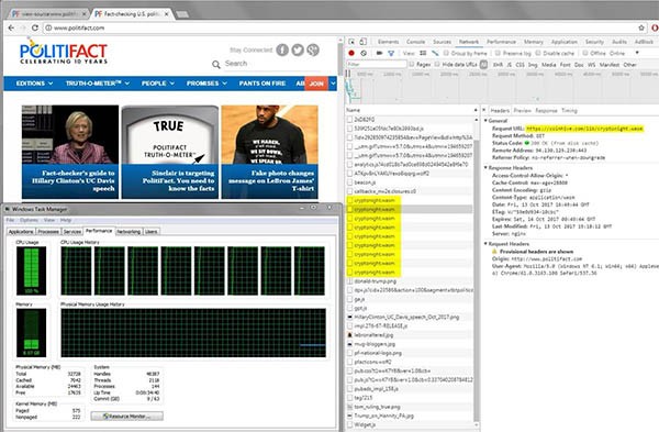 politifact cryptojacking coinhive code via hacked cdn