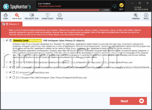 PUP.Antispam Cyber Privacy screenshot