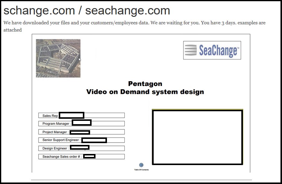A Plataforma de Vídeo SeaChange Supostamente foi... captura de tela