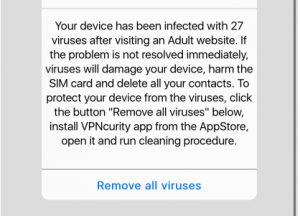 'Your device has been infected with 27 viruses' Pop-Ups captura de tela