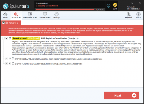 PUP.Registry Clean Master screenshot