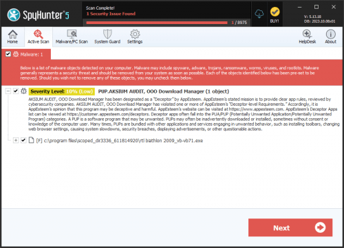 PUP.AKSIUM AUDIT, OOO Download Manager screenshot