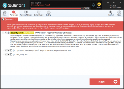 PUP.iTopsoft Register Optimizer screenshot
