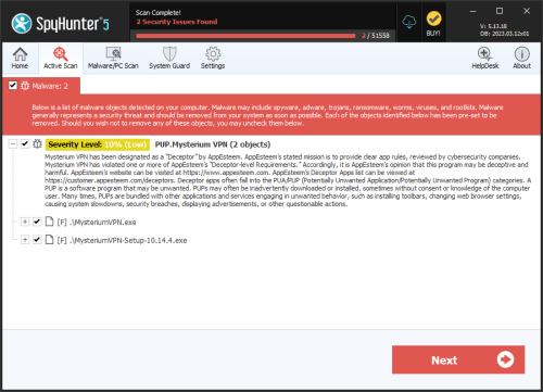PUP.Mysterium VPN screenshot