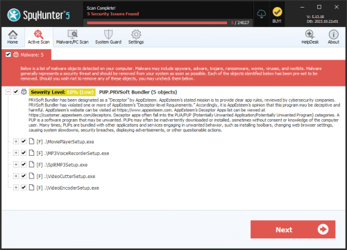 PUP.PRVSoft Bundler screenshot
