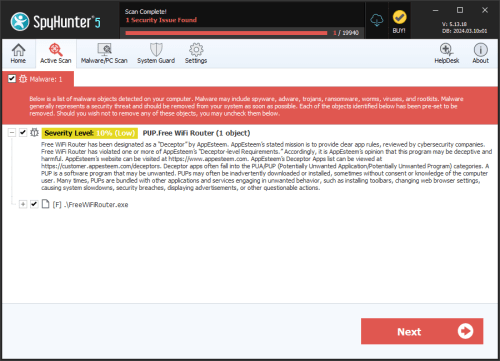 PUP.Free WiFi Router screenshot
