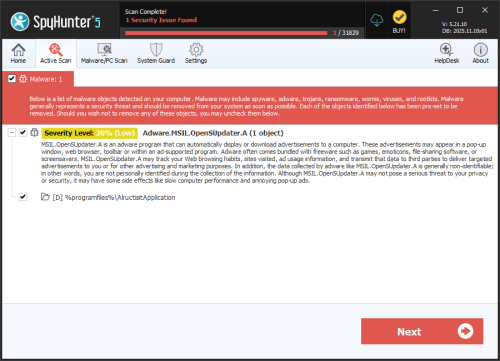 Adware.MSIL.OpenSUpdater.A screenshot