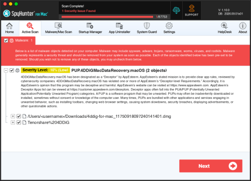 PUP.4DDiGMacDataRecovery.macOS screenshot